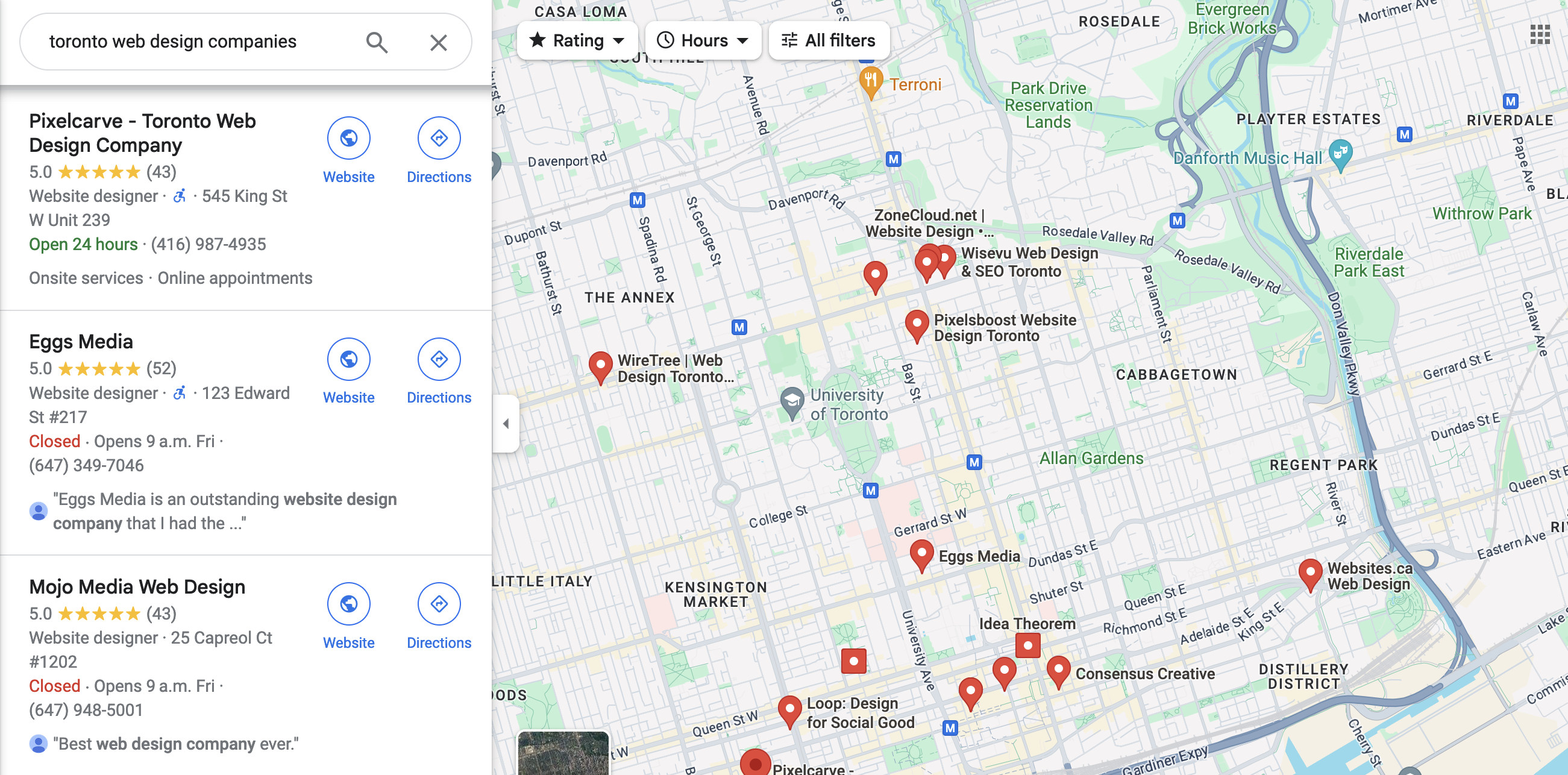 Google maps web deisgn companies in Toronto